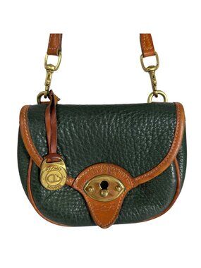 VTG Dooney Bourke Green MINI AWL Saddle Calvary Crossbody Bag Fanny Pack + Charm